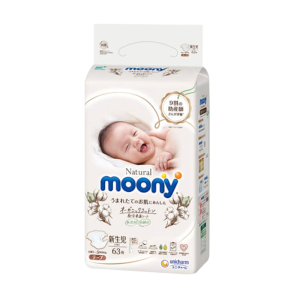 Bỉm tã dán Moony Natural NB 63 miếng (dưới 5kg)